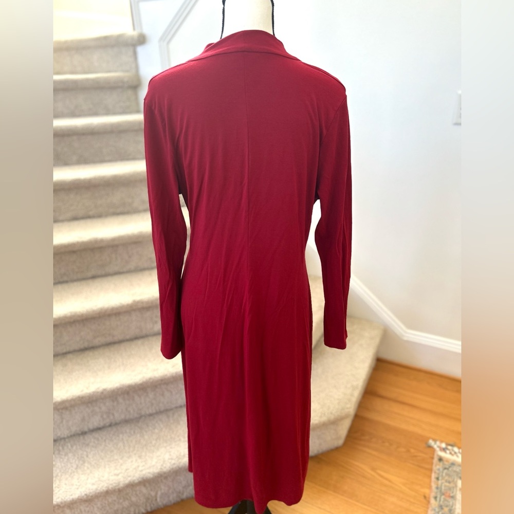 Talbots Cherry Red Crepe Twist Front Sheath Dress - image 4
